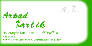 arpad karlik business card